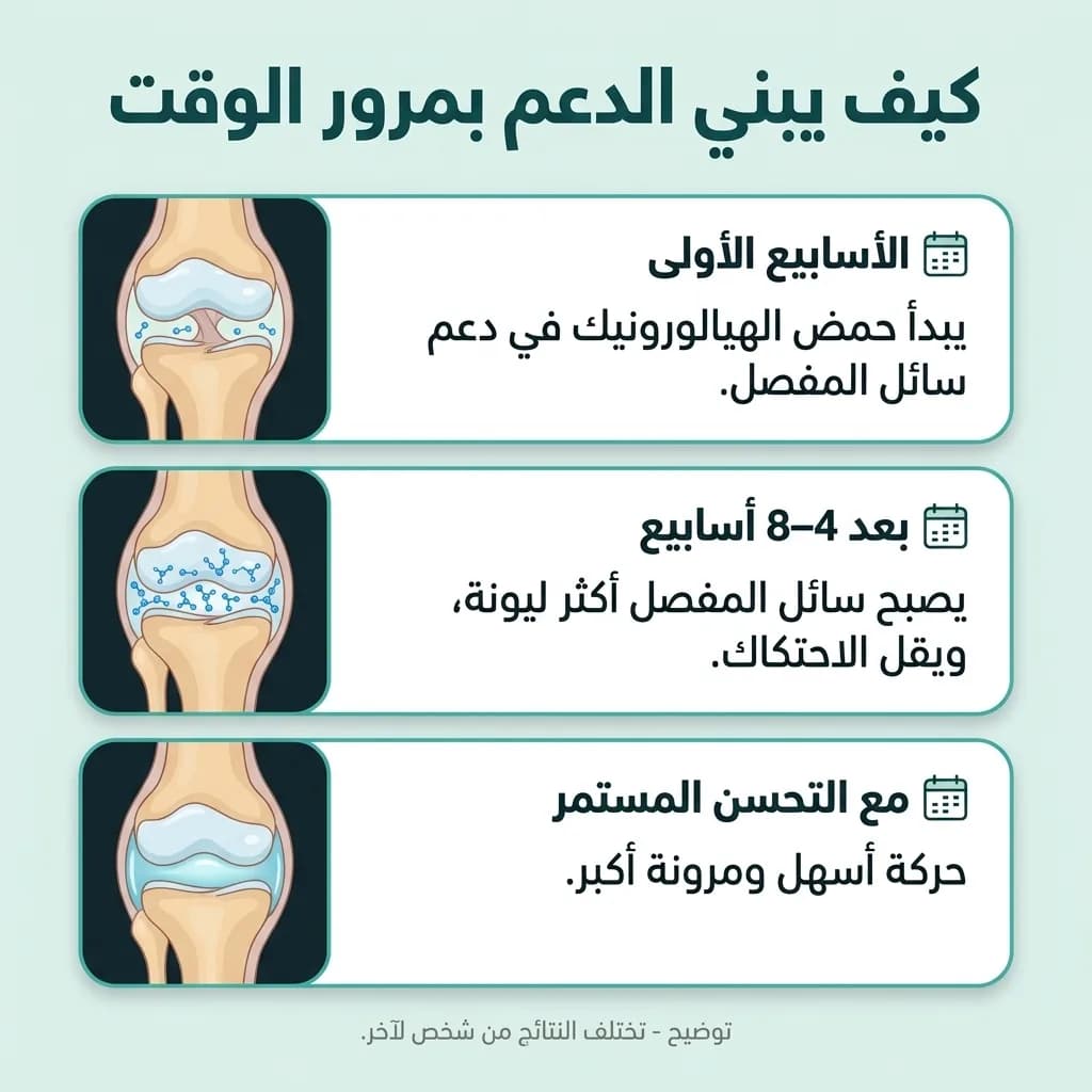 رسم توضيحي: كيف يبني الدعم في المفصل مع الأسابيع